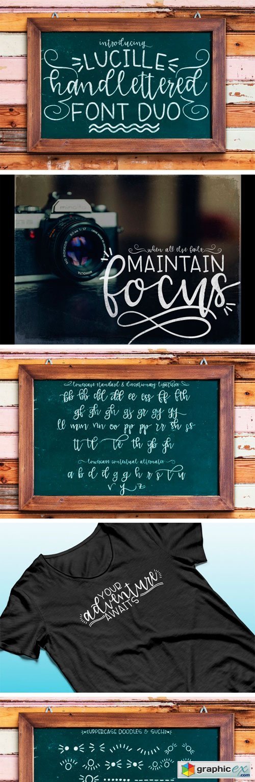 Thehungryjpeg - Lucille Hand Lettered Font Duo