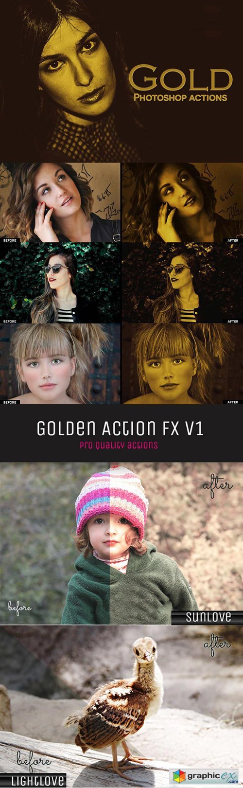 5 Golden Photoshop Actions (RAW/JPEG)