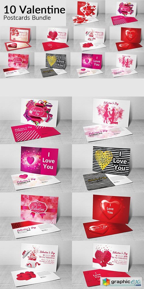 10 Valentines Day Postcard Bundle