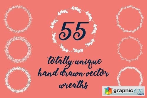 55 Unique Hand Drawn Wreaths!