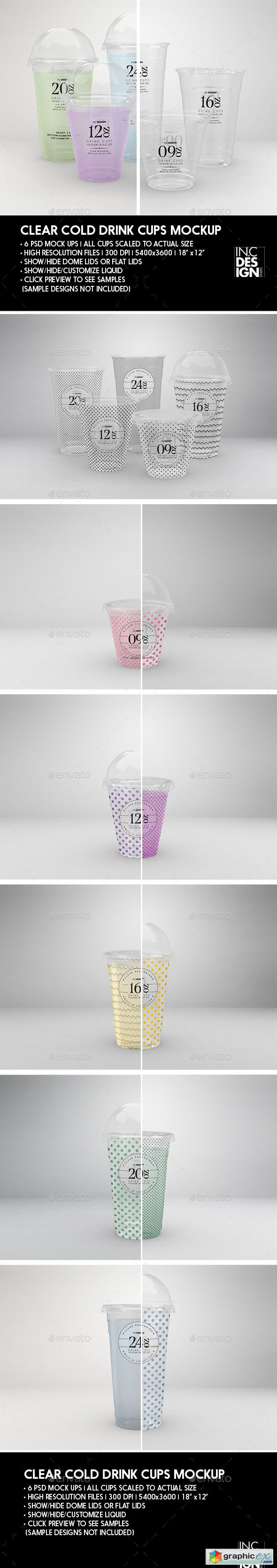Clear Cold Drink Cups Packaging Mock Up