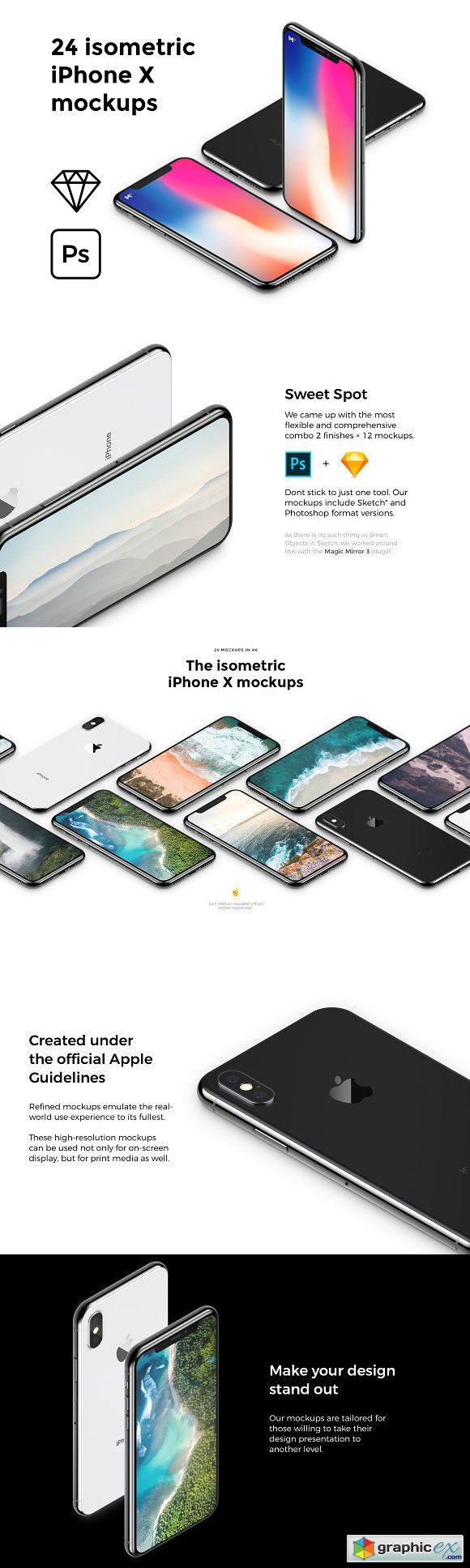The Isometric iPhone X Mockups