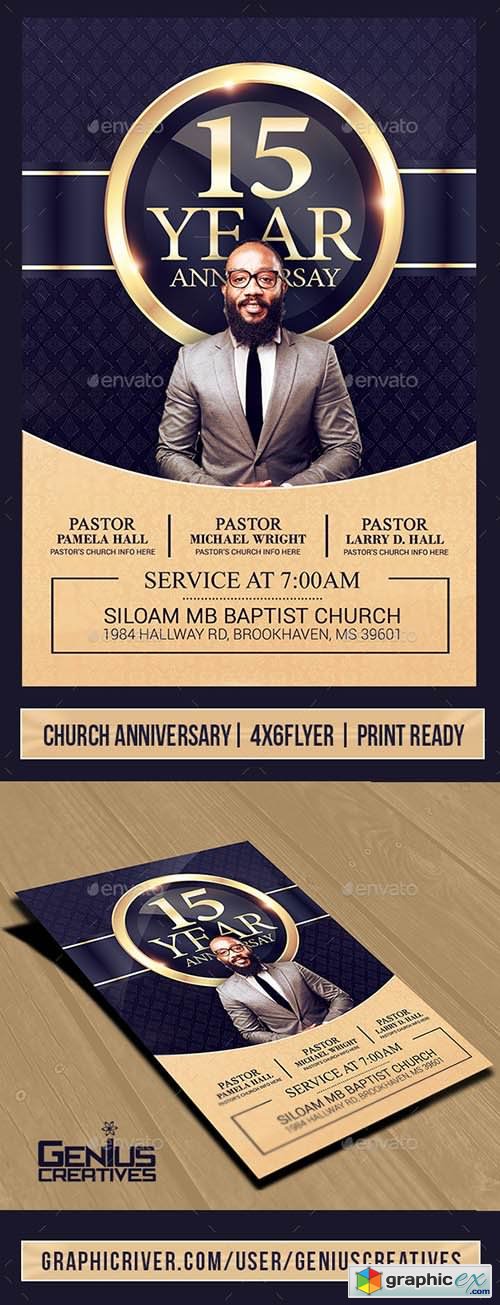 Church Anniversary Flyer Template V3 » Free Download Vector Stock Image