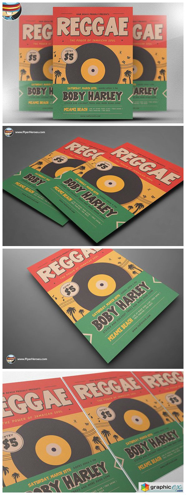 Retro Reggae Music Party Flyer Templ