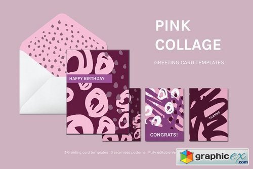 PINK COLLAGE GREETING CARDS