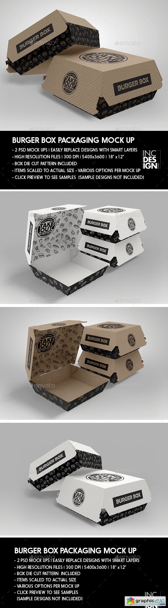 Burger Box Packaging Mock Up 19575562