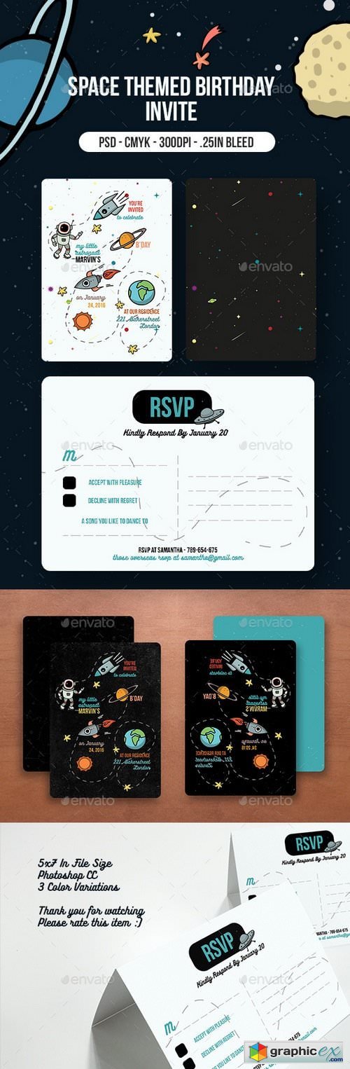 Space Themed Birthday Party Invitation