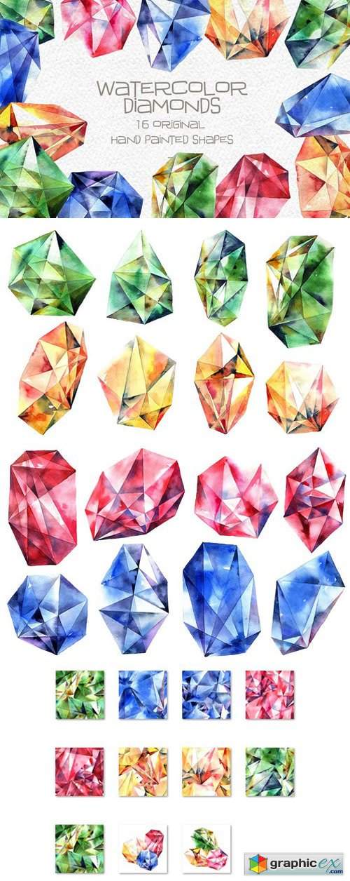 Watercolor diamonds set