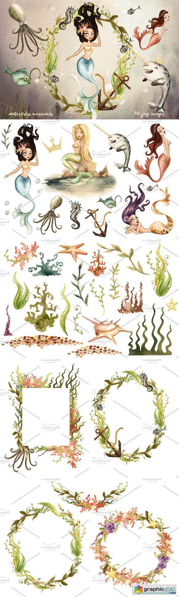 Watercolor Mermaids Collection