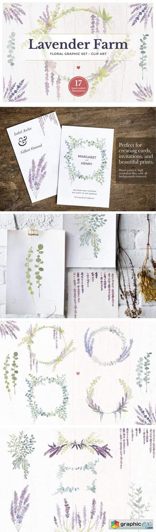 Lavender Farm Graphic Set - Clip Art