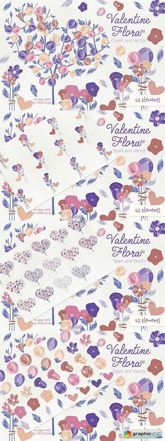 Valentine Flora 04 Clipart & Vectors