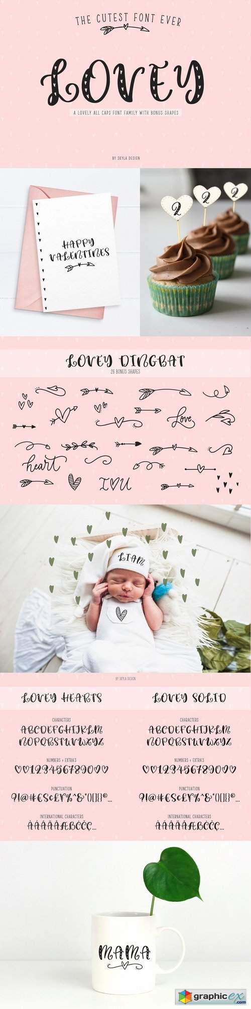Lovey cute heart font family
