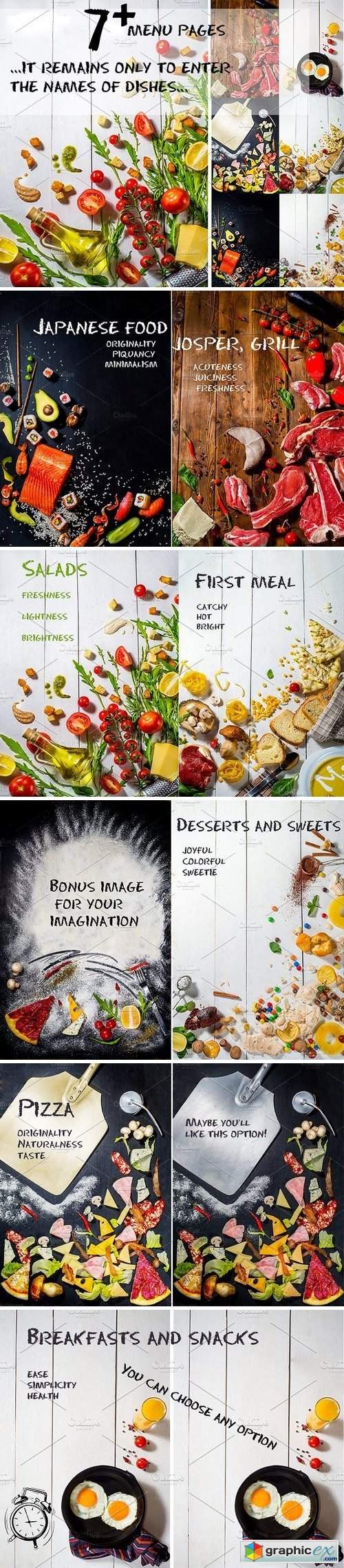 Set of menu pages or table tents