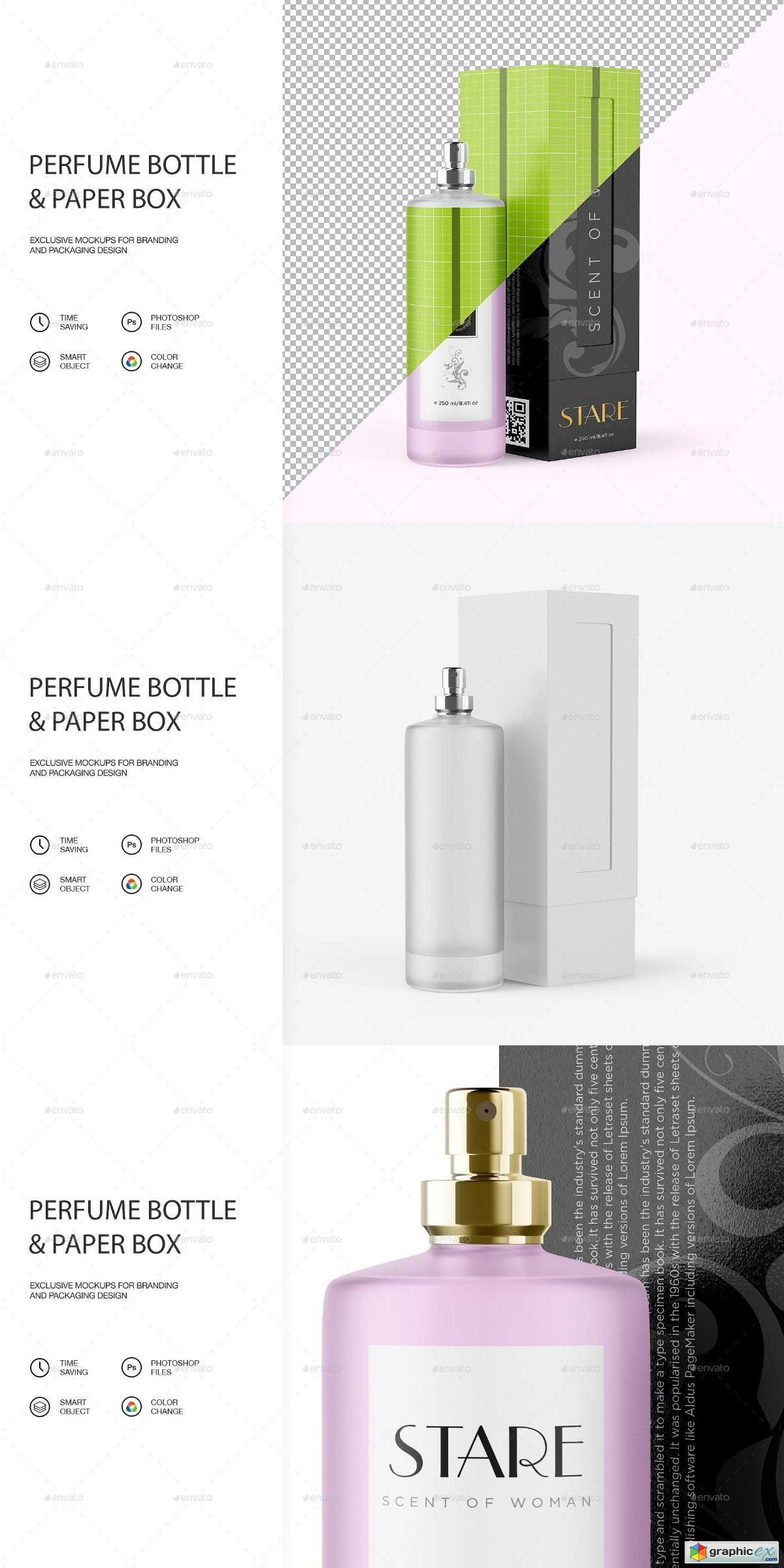 Perfume Bottle & Paper Box Mockup
