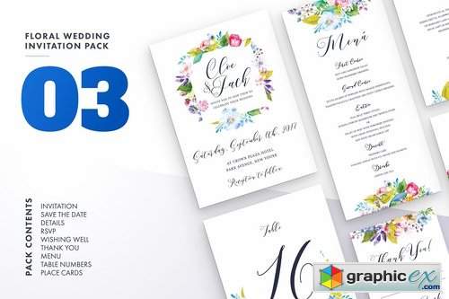 Floral Wedding Invitation Set Vol.3