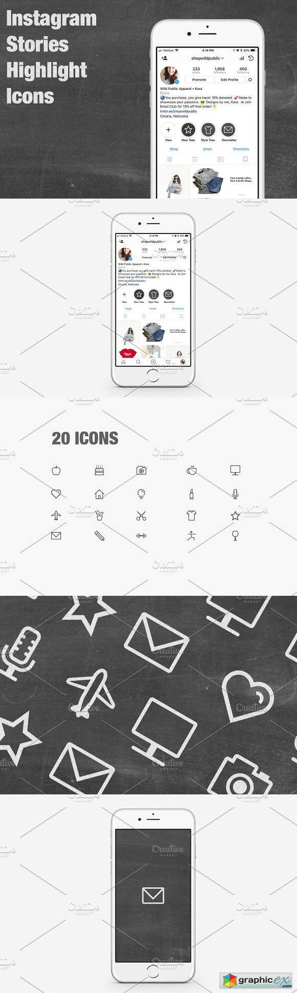 20 Chalkboard Insta Stories Icons