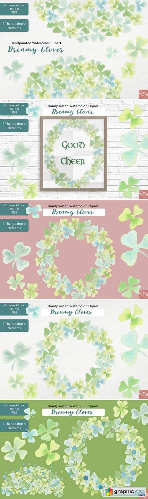 Watercolor Clipart Dreamy Clover PNG