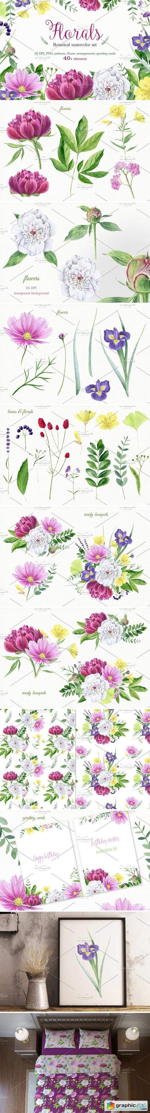 Florals watercolor set