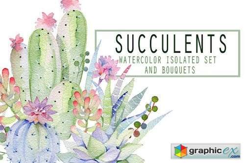 Succulents Watercolor Set