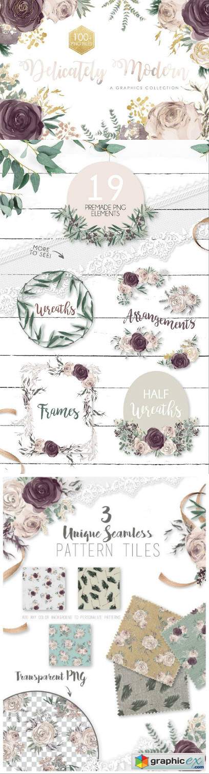 Delicately Modern Watercolor Florals
