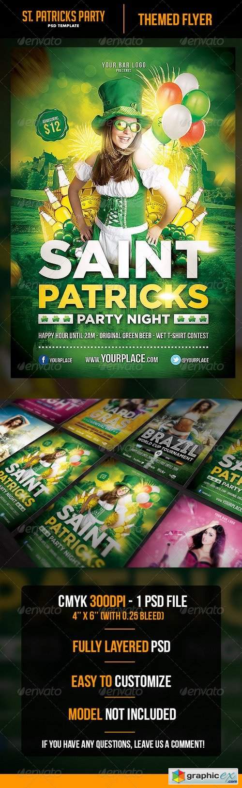 Saint Patricks Party Night Flyer Template