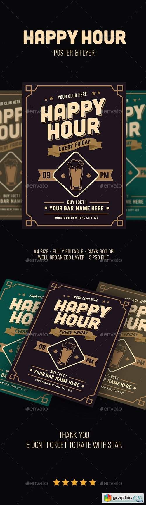 Classic Happy Hour Drinks Flyer