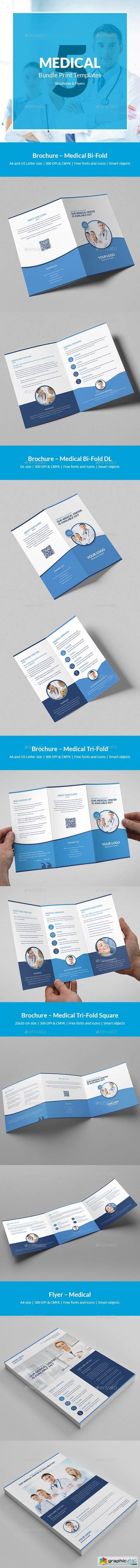 Medical – Brochures Bundle Print Templates 5 in 1