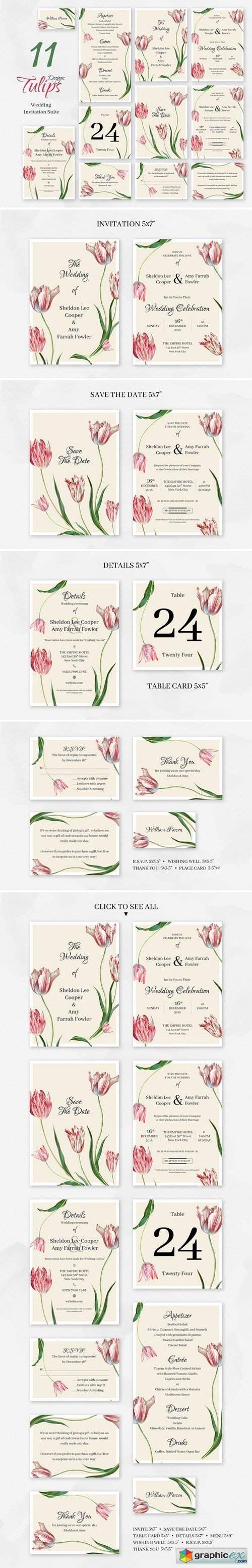 Tulips. Wedding Invitation package