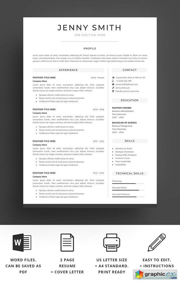 Resume Template Word Modern Clean CV 2389660