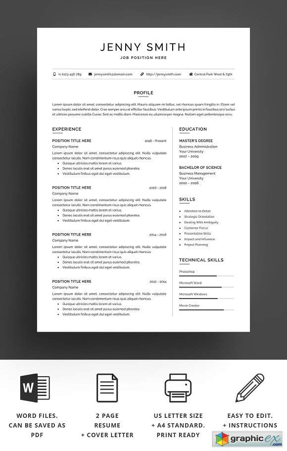 Resume Template Word Modern Clean CV 2389712