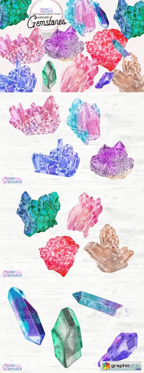 Natural Gemstones Watercolor
