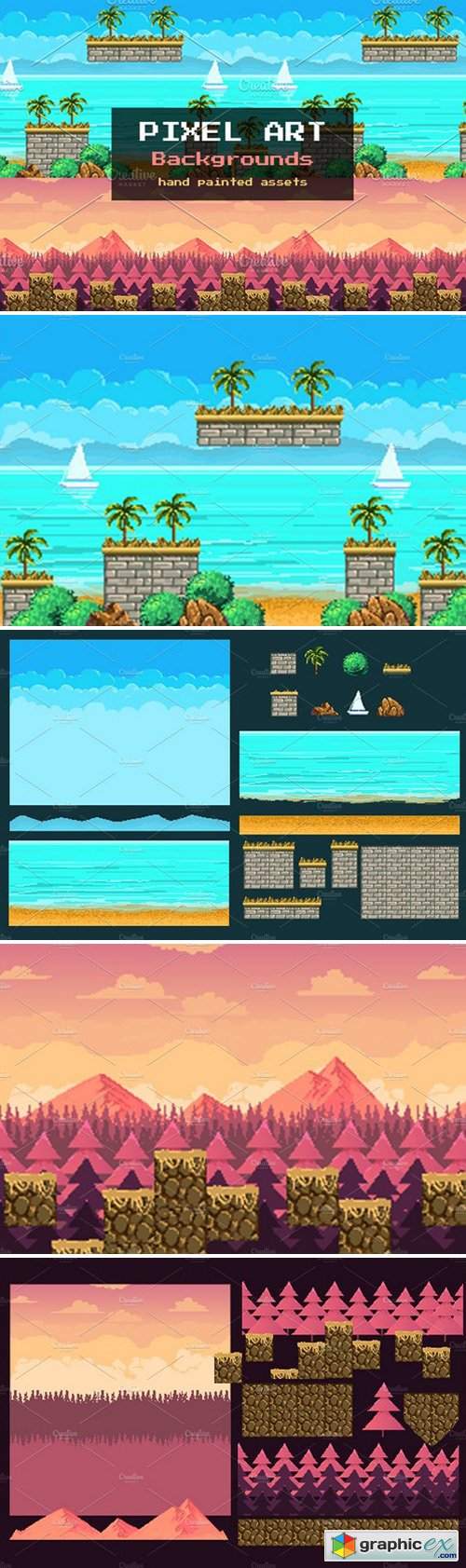 Pixel Art Backgrounds x
