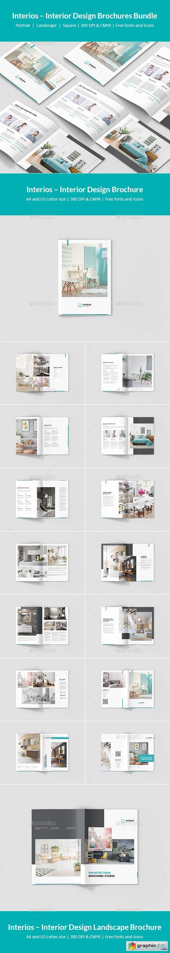 Interios – Interior Design Brochures Bundle Print Templates 3 in 1
