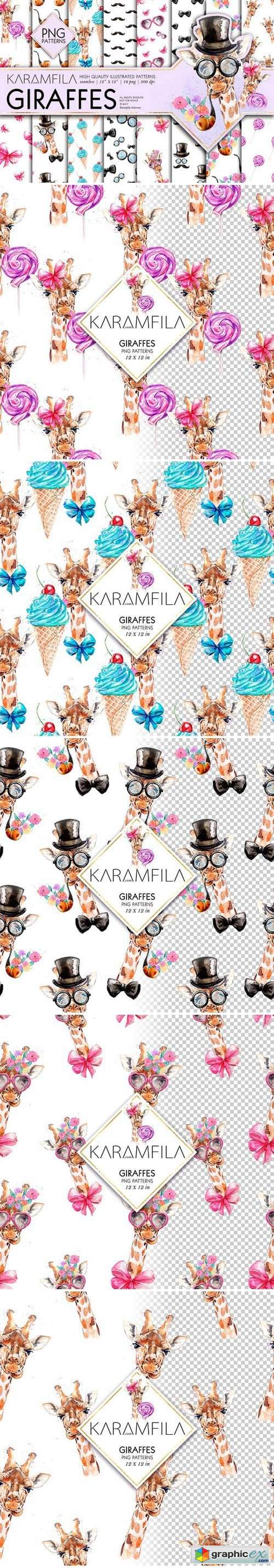 Giraffes Seamless Patterns