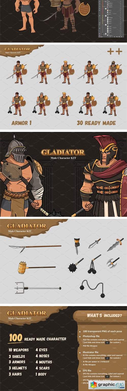 Male Gladiator Character KIT
