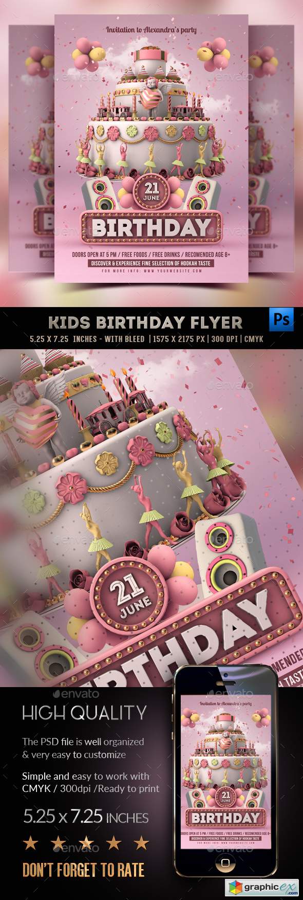 Kids Birthday Party - Girls Flyer