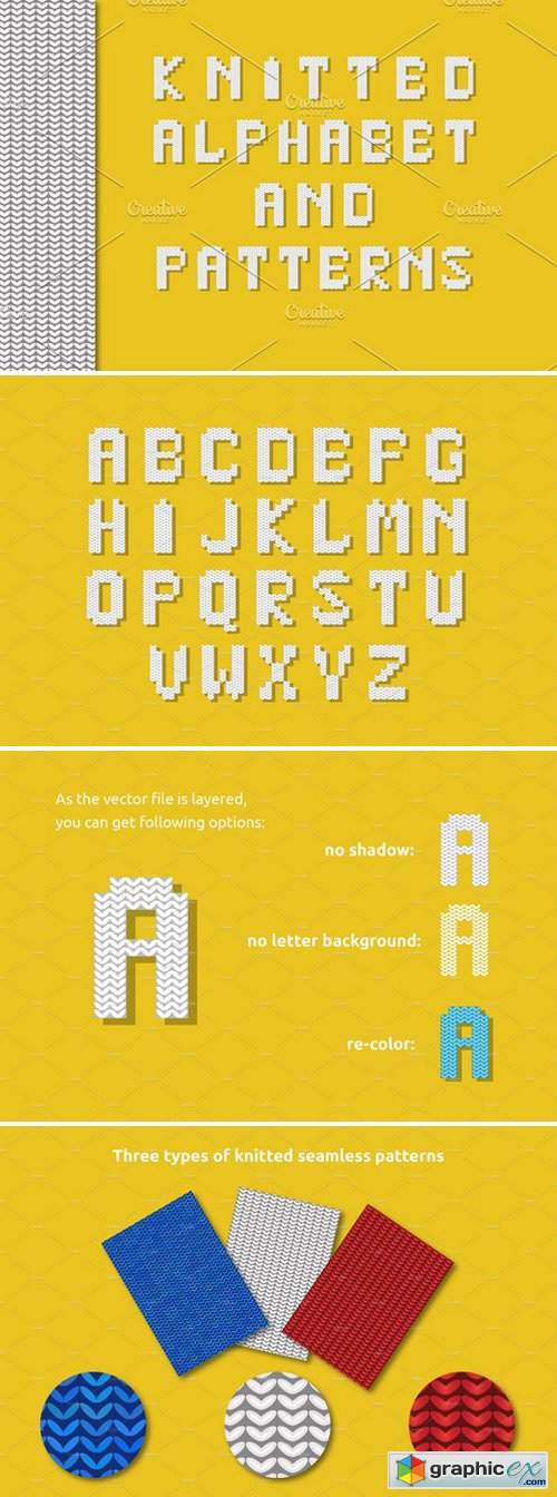 Knitted alphabet and patterns