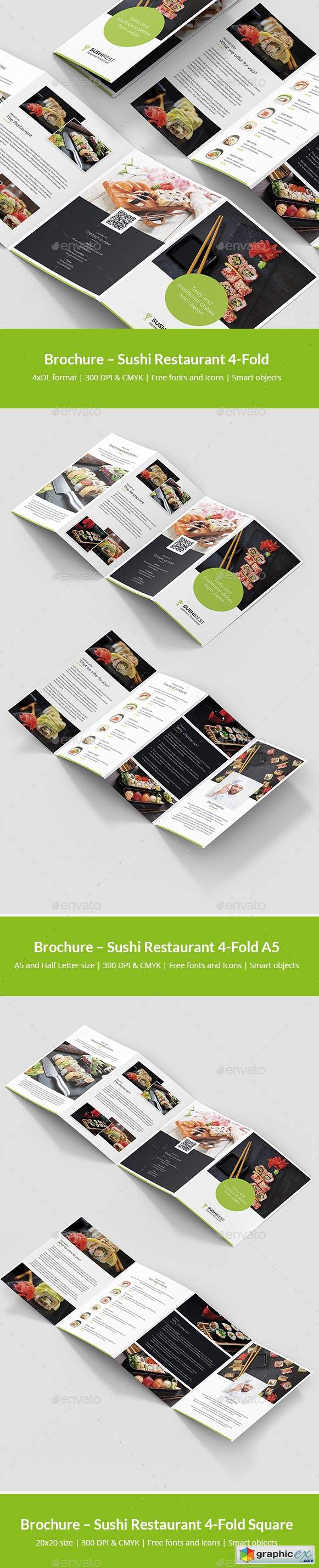Sushi Restaurant – Brochures Bundle Print Templates 10 in 1