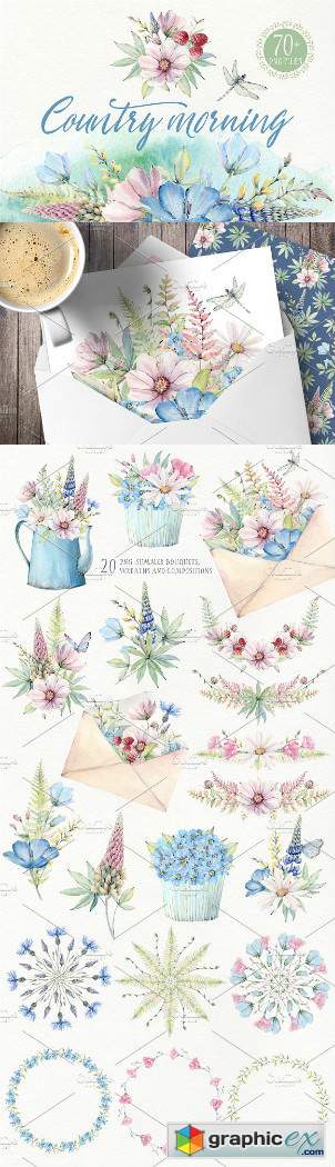COUNTRY MORNING Watercolor set