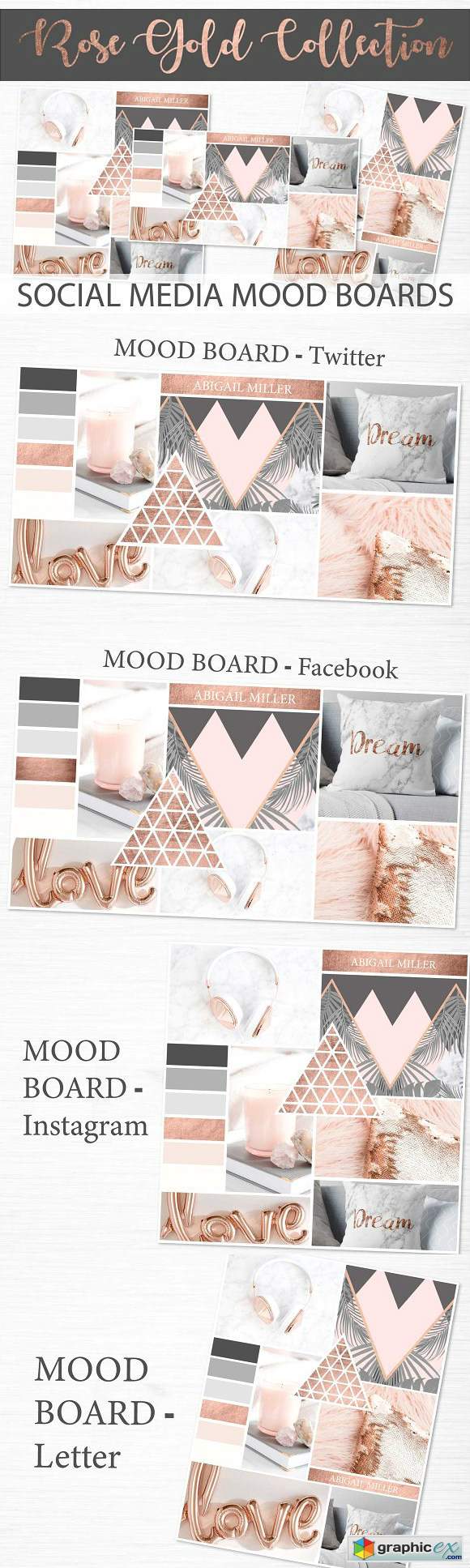 Social Media Mood Boards - Rose Gold