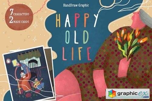 Happy old life HandDrawn Graphics