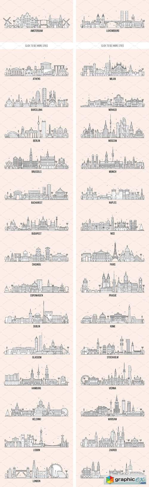 Collection of 30 European Cities