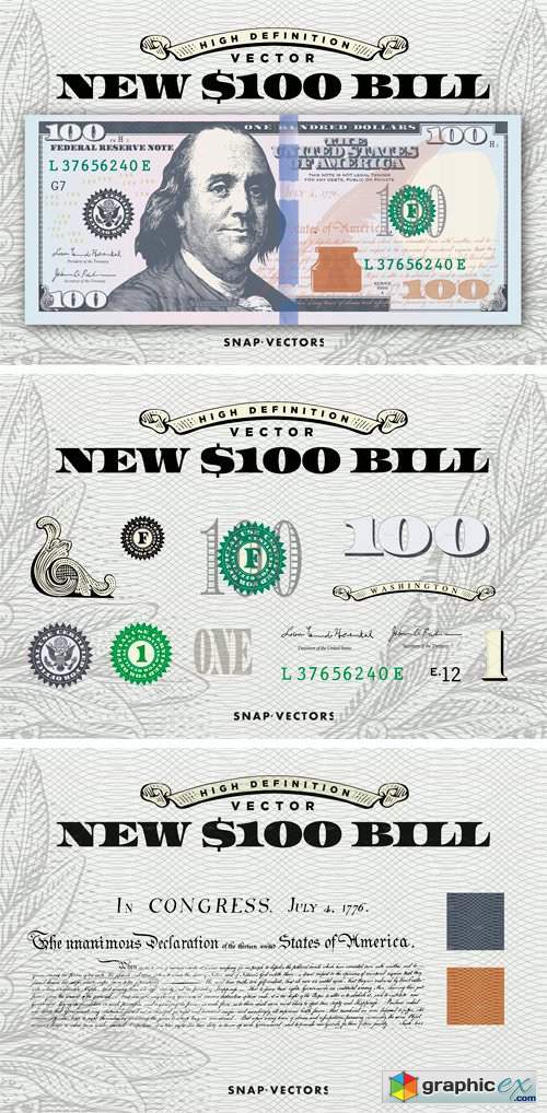 vector new  100 bill template  u00bb free download vector stock