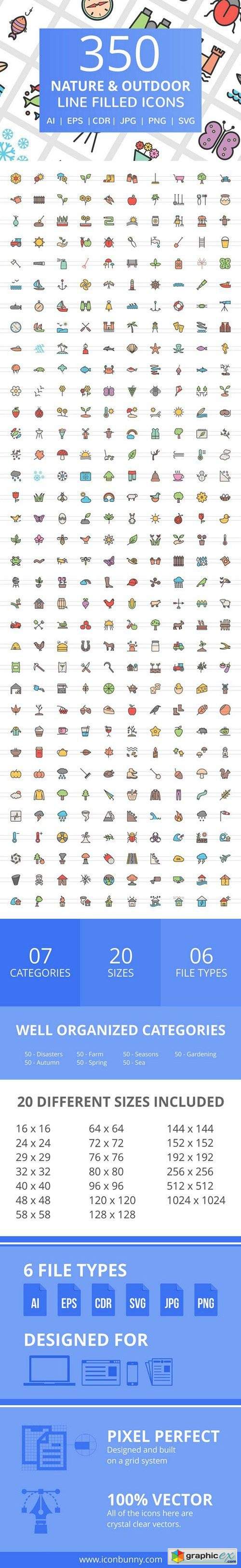 350 Nature & Outdoor Filled Icons