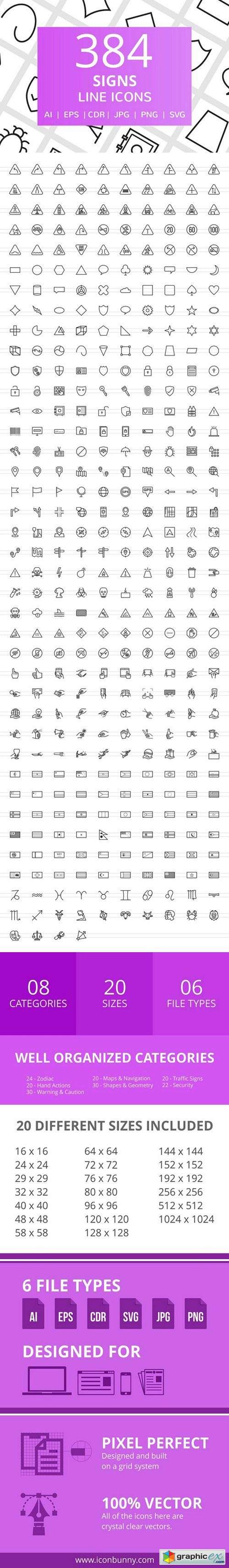 384 Sign Line Icons