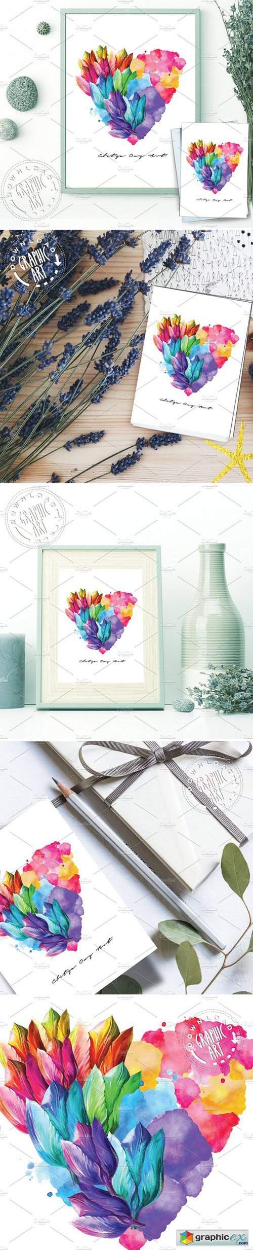 Prints Poster, Card -Flower Heart