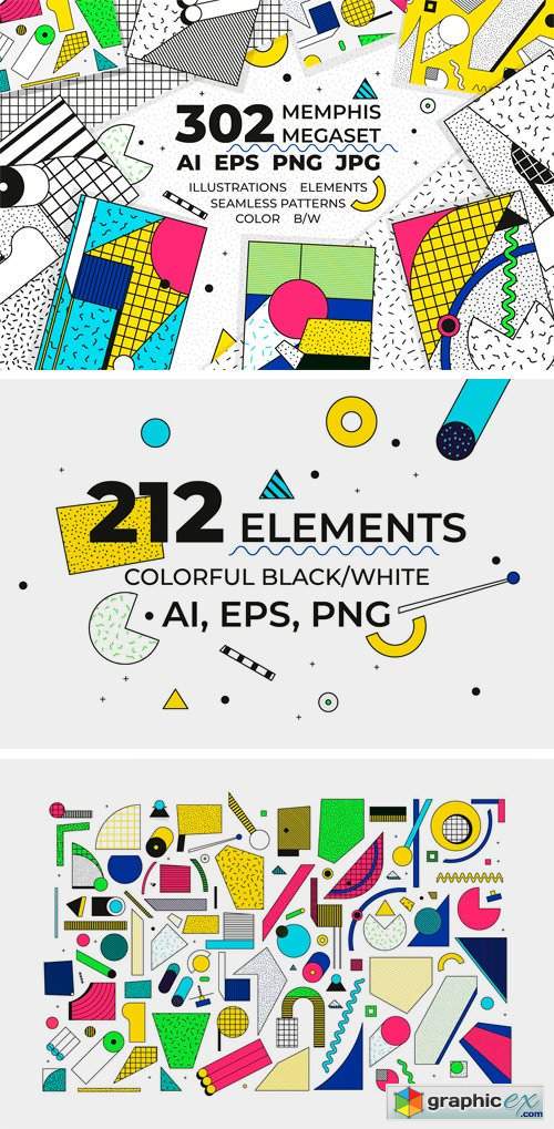 302 Illustrations + Elements + Patterns