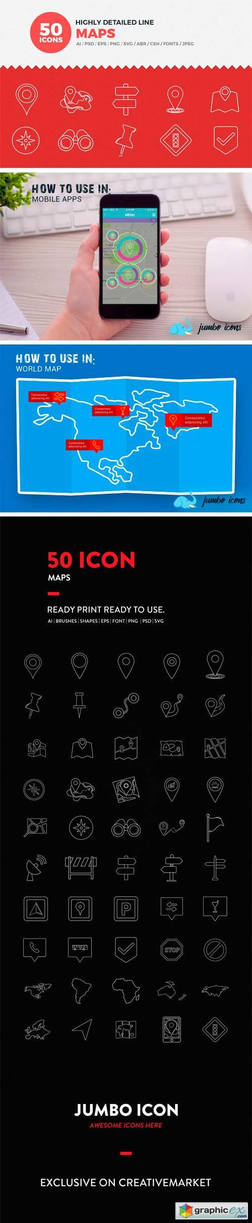 JI-Line Map Icons Set