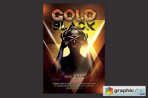 Gold And Black Party Flyer