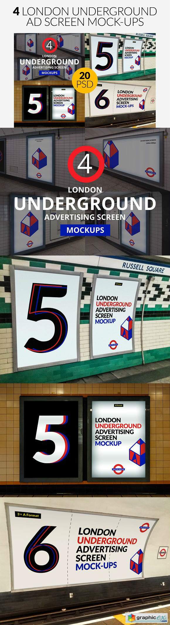 4 London Underground Mock-Ups Bundle